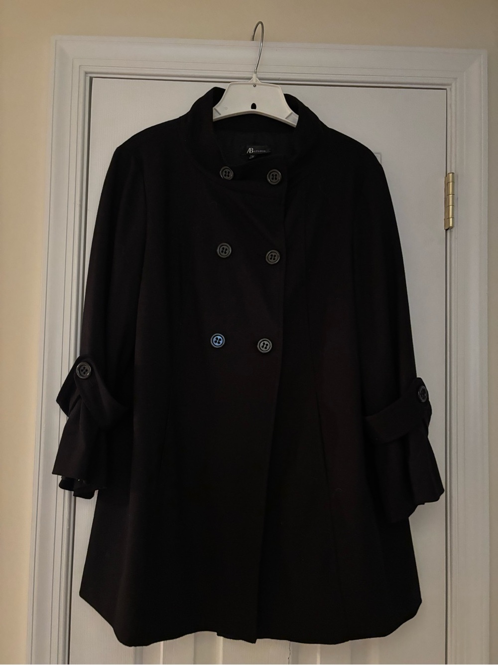 AB Studio Black Double-Breasted Coat